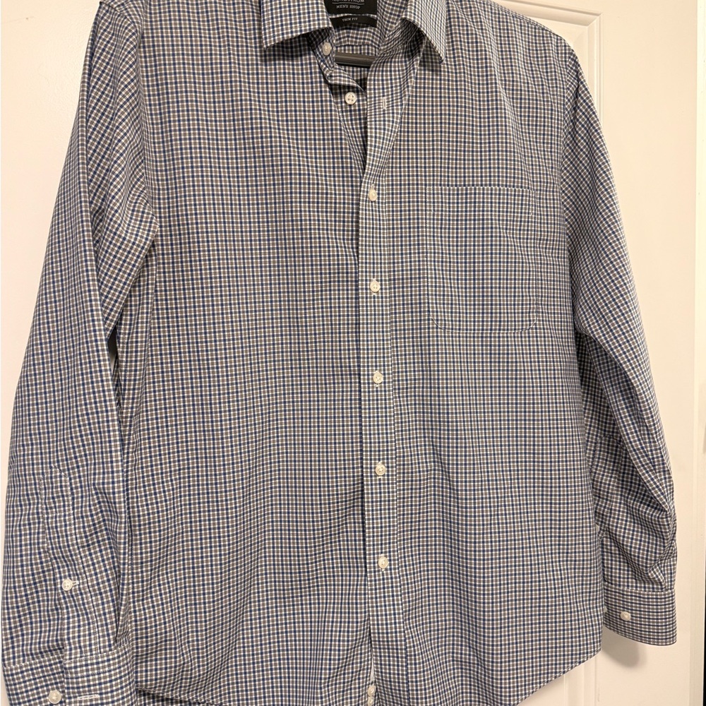 Nordstrom Navy Checkered Button-Down Shirt